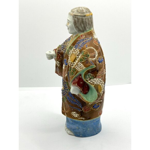 Vintage Japanese Hand-Painted Ceramic Figurine - Intricate Kimono Design - Picture 3 of 5